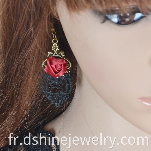 Rose Alloy Lace Hook Earring